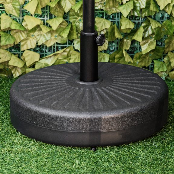 Outsunny 57 lb Black Round HDPE Patio Umbrella Base, Fits 38mm Pole, Fillable