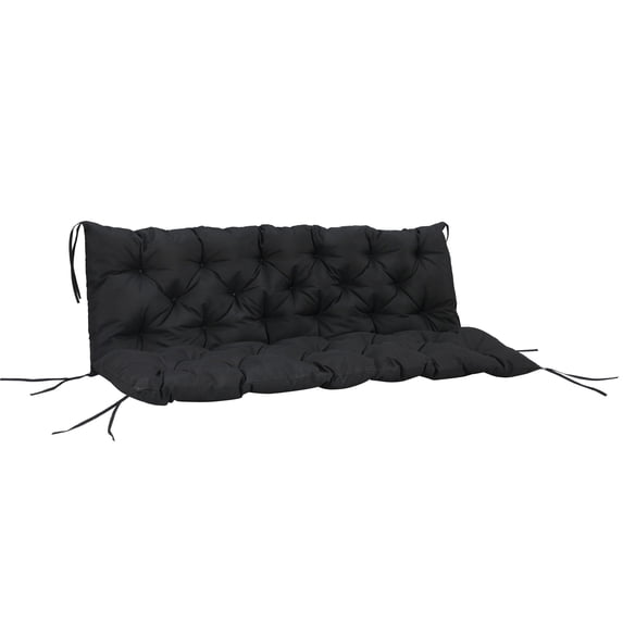 Outsunny 59" x 38" Tufted 3-Seater Outdoor Bench Cushion, Black ...