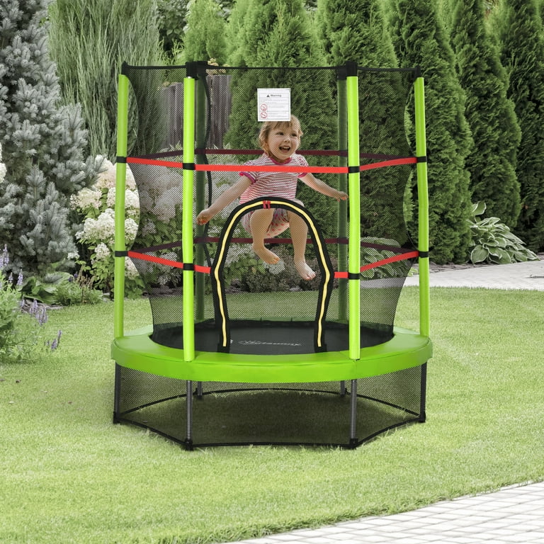 Outsunny Kids Trampoline, 5FT with Safety Enclosure Net, for Age 3