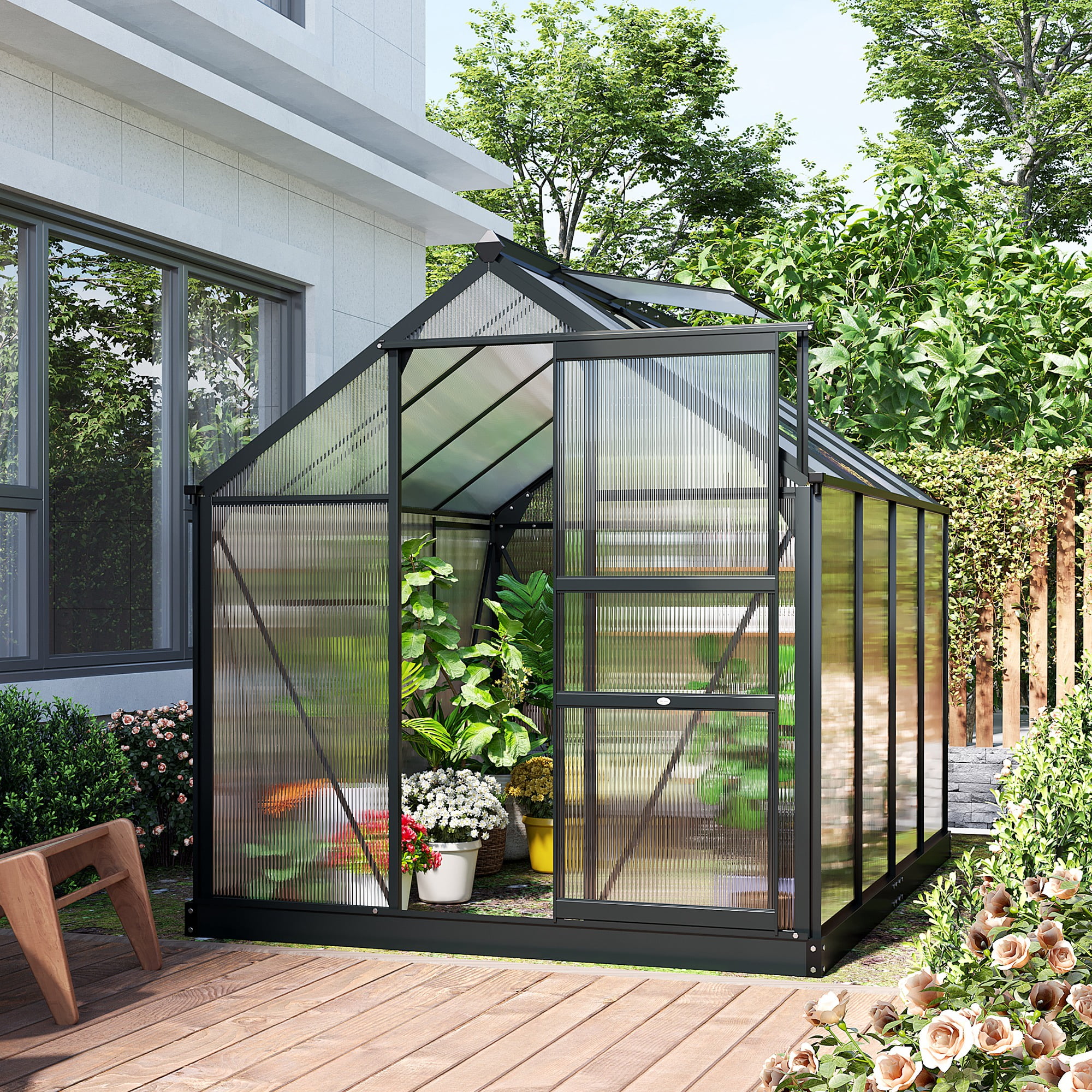 Outsunny 6.2' x 8.3' x 6.6' Polycarbonate Greenhouse, Heavy Duty