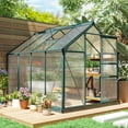 thumbnail image 1 of Outsunny 6.2' x 8.3' x 6.6' Polycarbonate Greenhouse, Heavy Duty Outdoor Aluminum Walk-in Green House Kit with Vent & Door for Backyard Garden, Green, 1 of 9