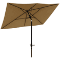 thumbnail image 1 of Outsunny 6.5' x 10' Rectangular Market Umbrella, Patio Outdoor Table Umbrella with Crank and Push Button Tilt, Coffee, 1 of 9