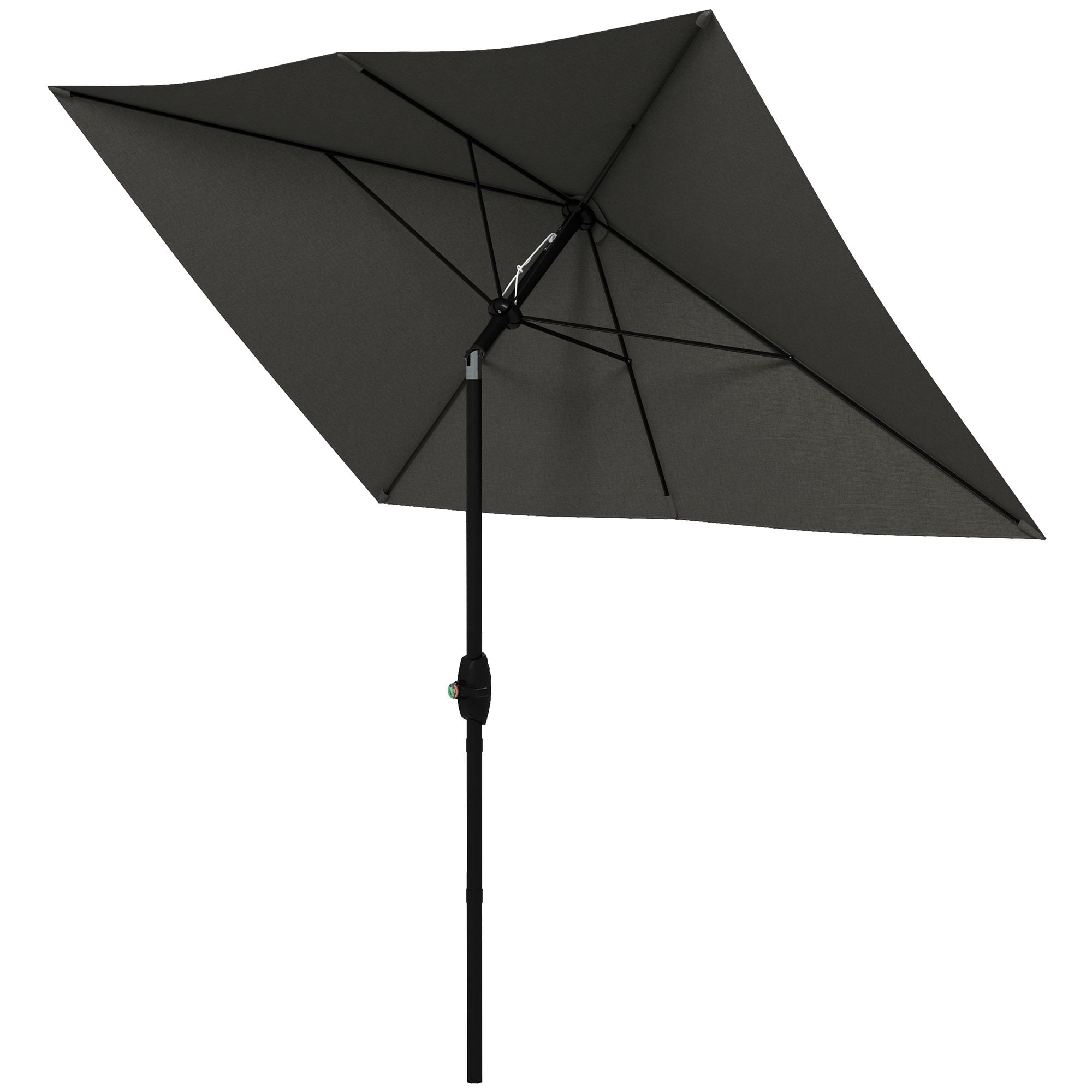 Outsunny 6.5' x 10' Rectangular Outdoor Patio Umbrella, Dark Gray Polyester Canopy with Aluminum Frame, Crank & Push-Button Tilt, UV Protection for Garden, Deck and Dining Area