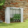thumbnail image 1 of Outsunny 6.6' x 2.5' x 5.6' Lean-to Small Greenhouse for Outdoors with UV-resistant PE Cover, Walk-in Portable Greenhouse with Roll-up Door, White, 1 of 10