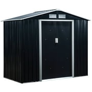 Outsunny 6.97 ft x 6.06 ft Metal Storage Shed with 4 Vents, Dark Gray, 29.97 sq ft