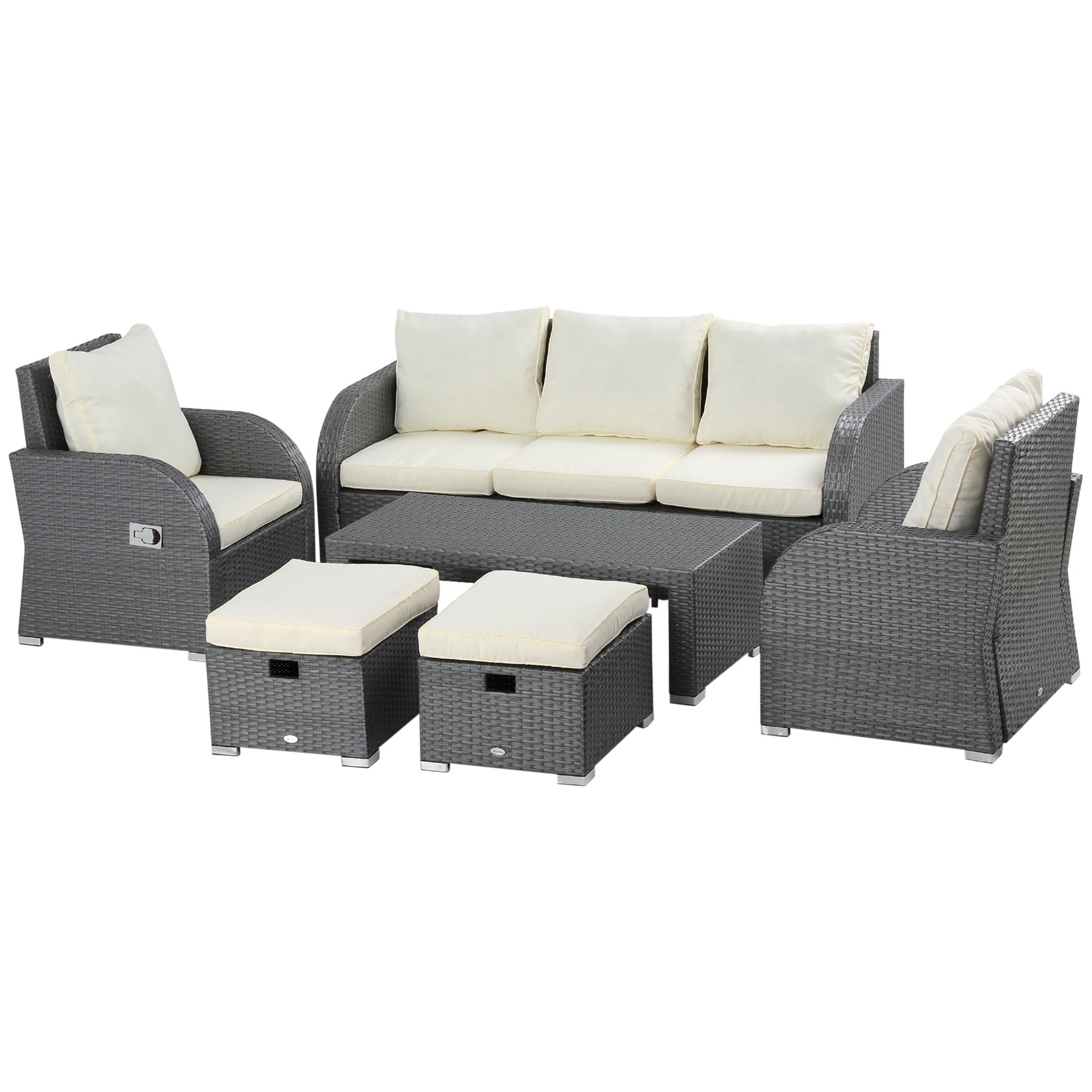 Outsunny 6 Piece Outdoor Patio Sofa Set w Weather Resistant Material