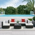 thumbnail image 1 of Outsunny 6 Pieces Outdoor PE Rattan Sofa Set, Sectional Conversation Wicker Patio Couch Furniture Set with Cushions and Coffee Table, White, 1 of 10
