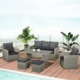 thumbnail image 1 of Outsunny 6 pc Patio Dining Set, All Weather Rattan with 3 Seater, Gray, 1 of 9