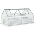 Outsunny 6' x 3' Galvanized Raised Garden Bed with Mini PVC Greenhouse