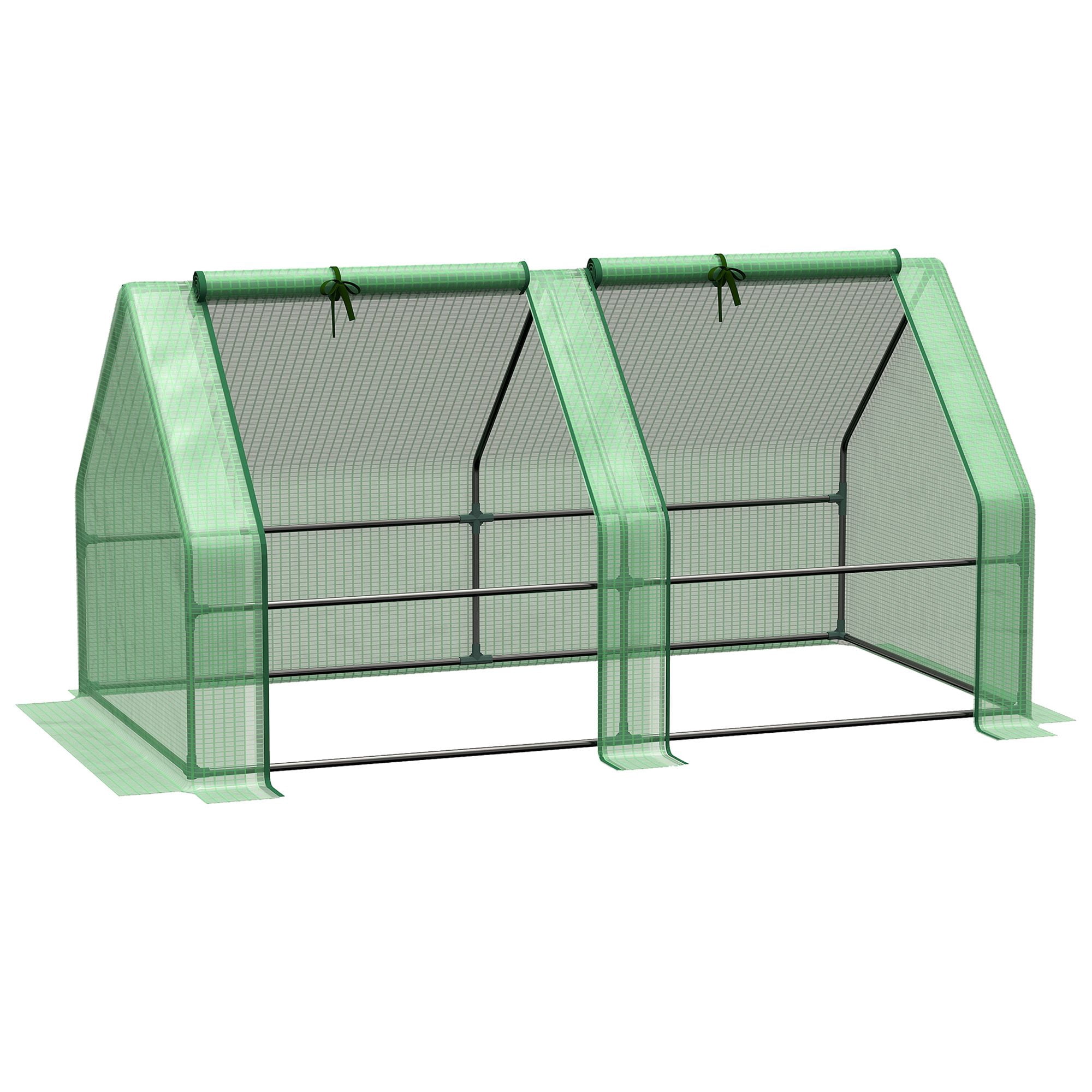 Outsunny 6' x 3' x 3' Mini Greenhouse, Portable Outdoor Plant Hot House with Durable PE Cover and Steel Frame, Roll-up Windows & Zippered Doors for Garden Flowers and Vegetables, Green