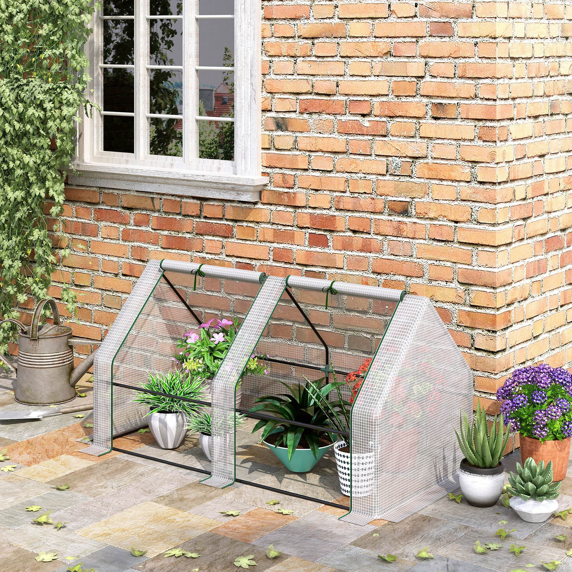 Outsunny 6' x 3' x 3' Portable Mini Greenhouse with Windows, White