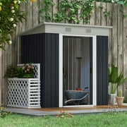 Outsunny 6' x 4' Backyard Garden Tool Storage Shed with Dual Locking Doors, 2 Air Vents and Steel Frame, Black