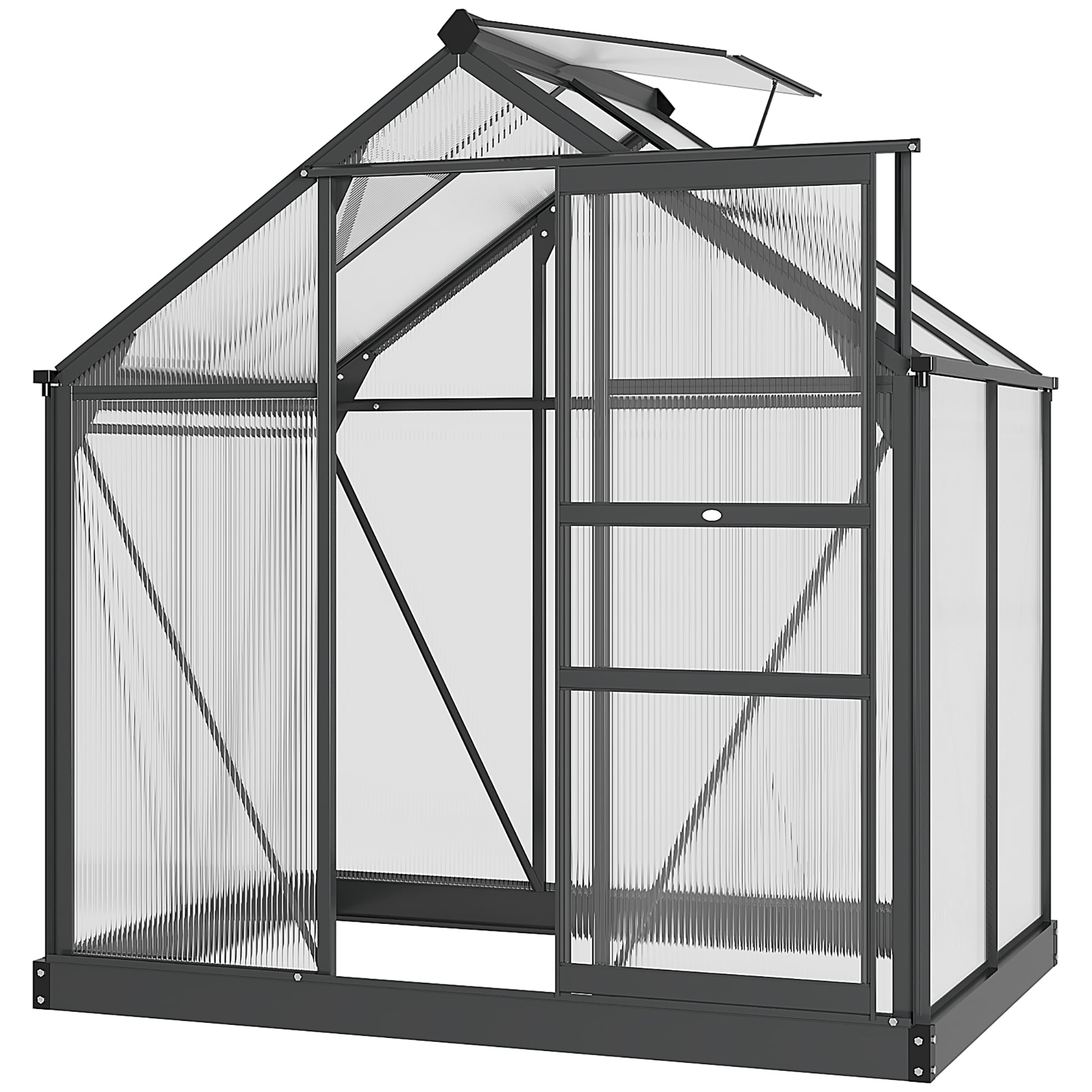 Outsunny 6 X 4 X 6 5 Large Polycarbonate Walk in Greenhouse Gray outsunny-6-x-4-x-6-5-large-polycarbonate-walk-in-greenhouse-gray