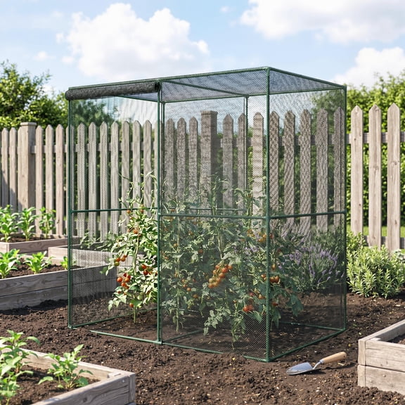 Outsunny 6' x 4' x 6' Crop Cage, Plant Protection Tent with Zippered Doors for Vegetable Garden, Backyard, Black