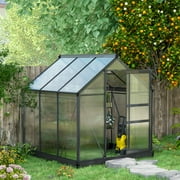 Outsunny 6.2' x 6.2' x 6.6' Polycarbonate Greenhouse, Heavy Duty Outdoor Aluminum Walk-in Green House Kit with Vent & Do