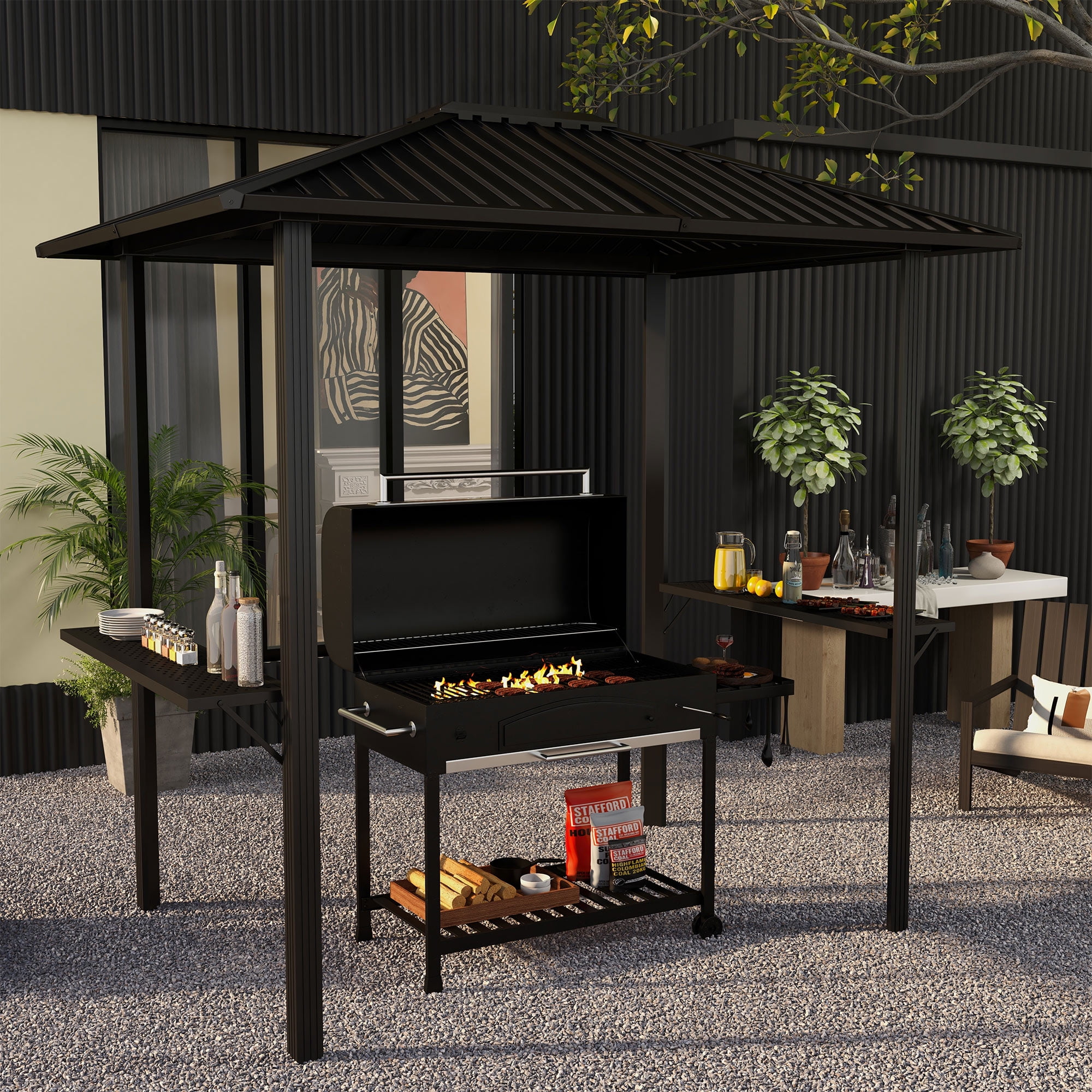 送料無料 鉄 傘 甲冑 BBQ 囲炉裏 69 高さ60 重さ10kg程度