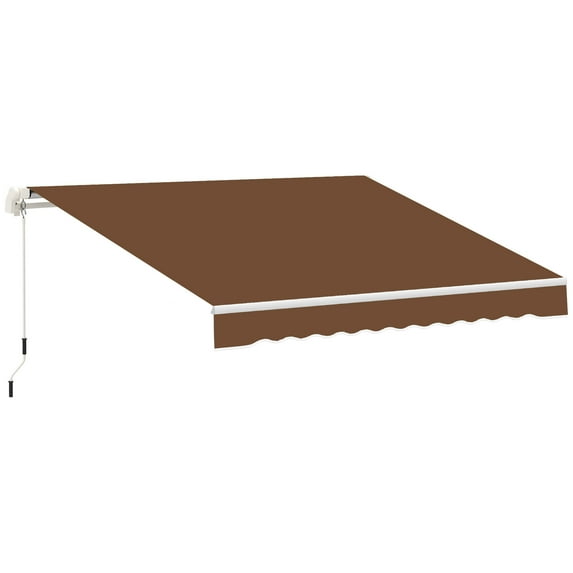 Homiyad 10' x 8' Manual Retractable Awning Sun Shade Shelter for Patio Deck Yard with UV Protection and Easy Crank Opening, Coffee