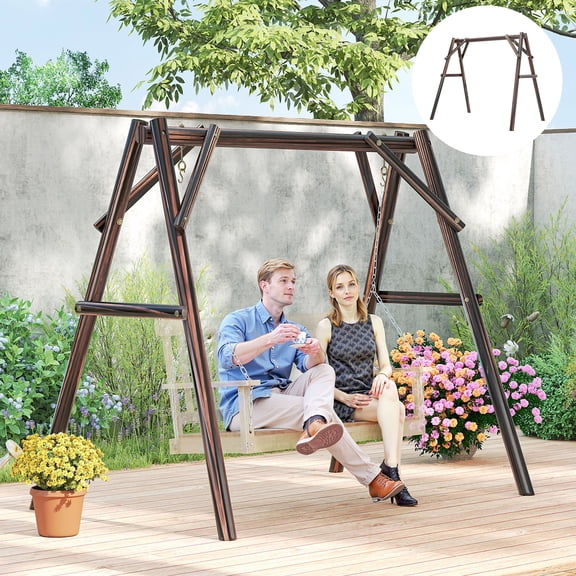 Outsunny 660 lbs Wooden Porch Swing Frame, A-Frame Swing Stand for DIY Painting, Hanging Chair Stand Only for Backyard, Patio, Lawn, Garden