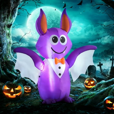 Outsunny 6ft Inflatable Halloween Bat, Halloween Decoration with LED Lights for Garden Indoor Outdoor