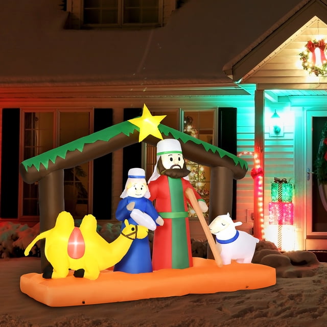 Outsunny 7.5ft Christmas Inflatable Nativity Scene under Archway with