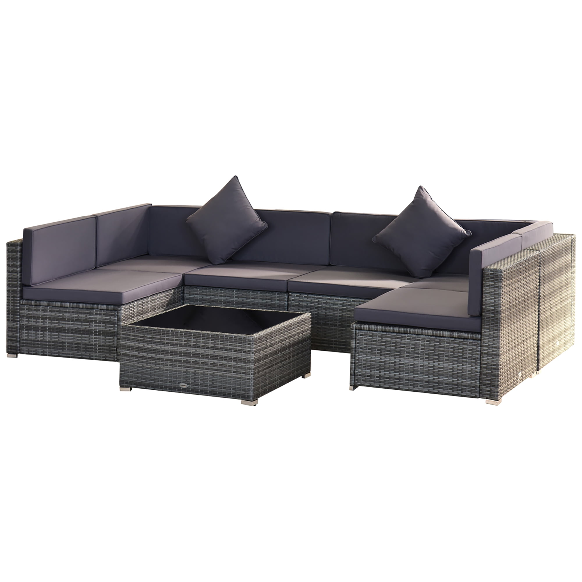 Outsunny 7 Piece Outdoor Patio Furniture Set w Rattan Wicker