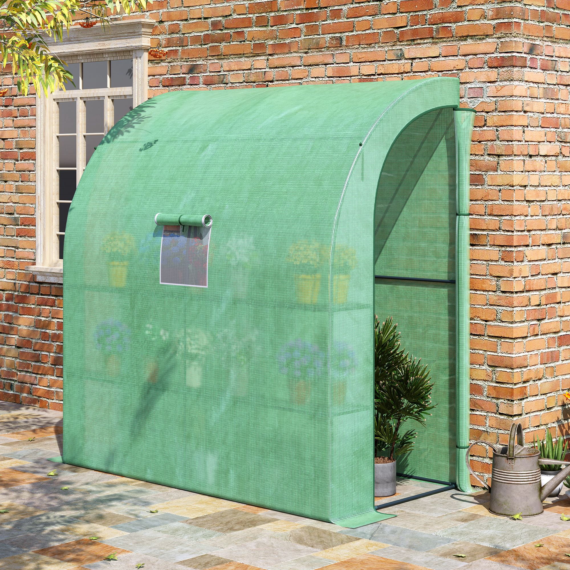 Outsunny 7' x 3' x 7' Plant Garden Greenhouse with Window, Green