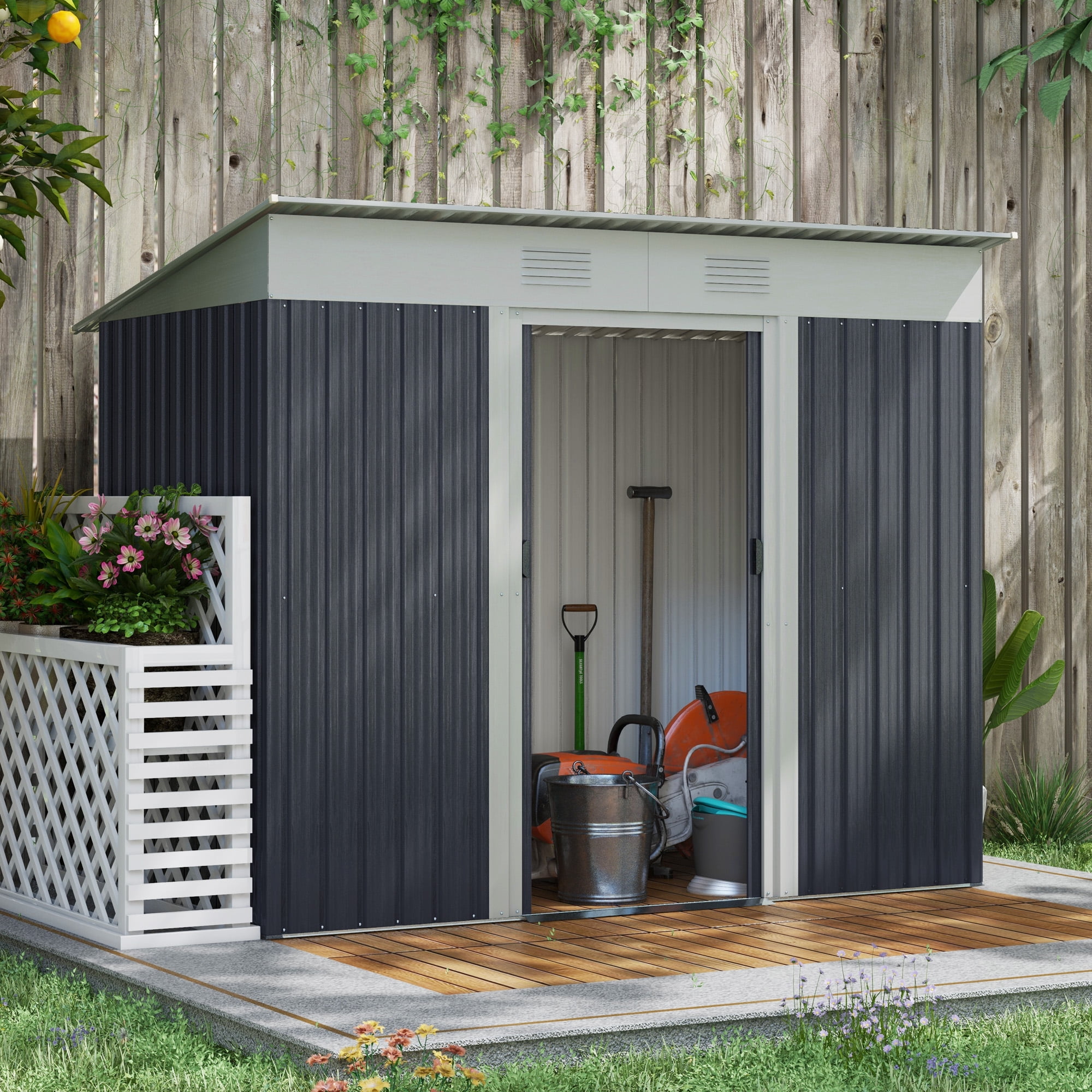 Outsunny Metal Outdoor Backyard Garden Patio Storage Tool Outsunny Metal Outdoor Backyard Garden Patio Storage Tool