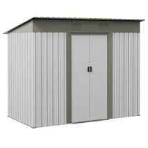 Outsunny 7' x 4' Metal Outdoor Garden Storage Shed w/ Vents, Silver