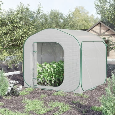 Outsunny 7' x 7' x 6' Walk In Greenhouse, Pop-up Setup, Zipper Door, Heavy-duty Steel Frame