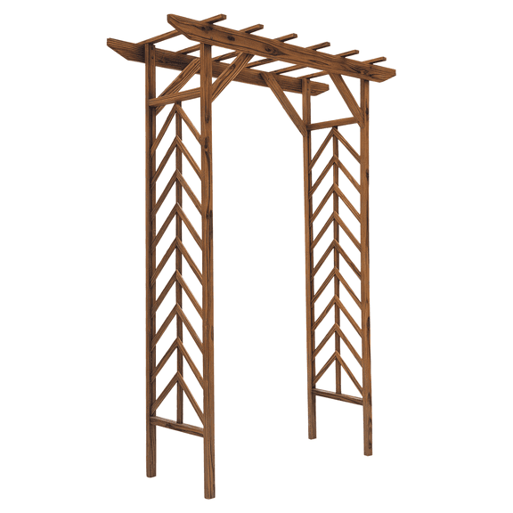 Outsunny 79in Wooden Garden Arbor Arch Trellis with Classic Countryside Style, Pergola Style Roof for Climbing Vines for Ceremony Party Weddings
