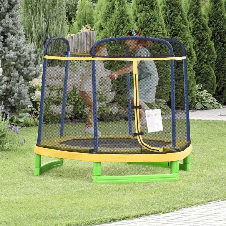 Outsunny 7FT Kids Trampoline with Net, Heavy-Duty Outdoor Toy