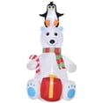 thumbnail image 1 of Household Decor Items Outsunny 7ft Christmas Inflatables Outdoor Decorations Polar Bear with Penguin on Head with Candy Cane and Gift Box, Blow-Up LED Yard Christmas Decor for Lawn Garden Party,Bathr, 1 of 7