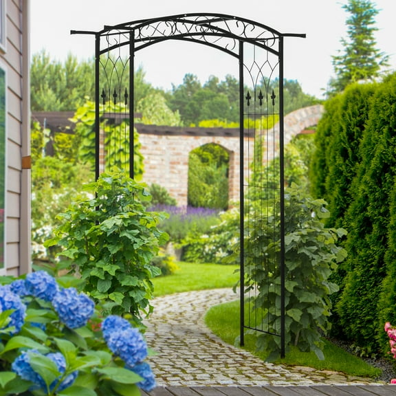 Outsunny 7Ft Garden Arch Arbor, Metal Arch Trellis for Climbing Vines, Garden Archway for Wedding, Bridal Party, Ceremony