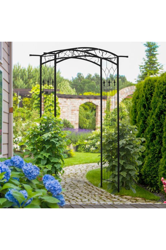 7Ft Garden Arch Arbor, Metal Arch Trellis for Climbing Vines, Garden Archway for Wedding, Bridal Party, Ceremony