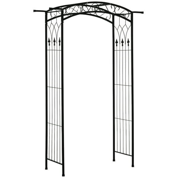 Outsunny 7Ft Outdoor Garden Arbor, Wedding Arch for Ceremony, Trellis with Scrollwork Design, Ideal for Climbing Vines and Plants