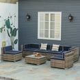 thumbnail image 1 of Outsunny 7pc Sectional Wicker Patio Furniture, Stripe, Blue, 1 of 9