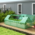 thumbnail image 1 of Outsunny 8.6 x 3 x 1ft Raised Garden Bed with Mini Greenhouse, Galvanized Raised Garden Bed with Cover, Green, 1 of 9