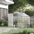 thumbnail image 1 of Outsunny 8' L x 6' W Walk-In Polycarbonate Greenhouse with Roof Vent for Ventilation & Rain Gutter, Hobby Greenhouse for Winter, 1 of 10