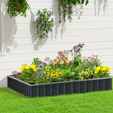 Outsunny 8' x 3' x 1' Galvanized Raised Garden Bed Kit, Gray