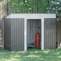 Outsunny 8' x 4' Metal Outdoor Garden Storage Shed w/ Vents, Gray