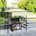 thumbnail image 1 of Outsunny 8' x 7.6' Grill Gazebo, Double Tiered Outdoor BBQ Gazebo with Side Awning, 2 Side Shelves and 6 Hooks for Patio, Deck, Yard, Beige, 1 of 9