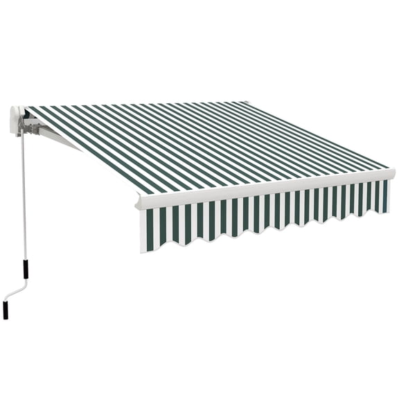 Outsunny 8' x 6.6' Patio Retractable Awning, Manual Exterior Sun Shade Deck Window Cover, Green / White