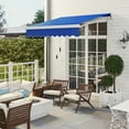 thumbnail image 1 of Outsunny 8' x 6.6' Patio Retractable Awning, Manual Sun Shade, Blue, 1 of 9