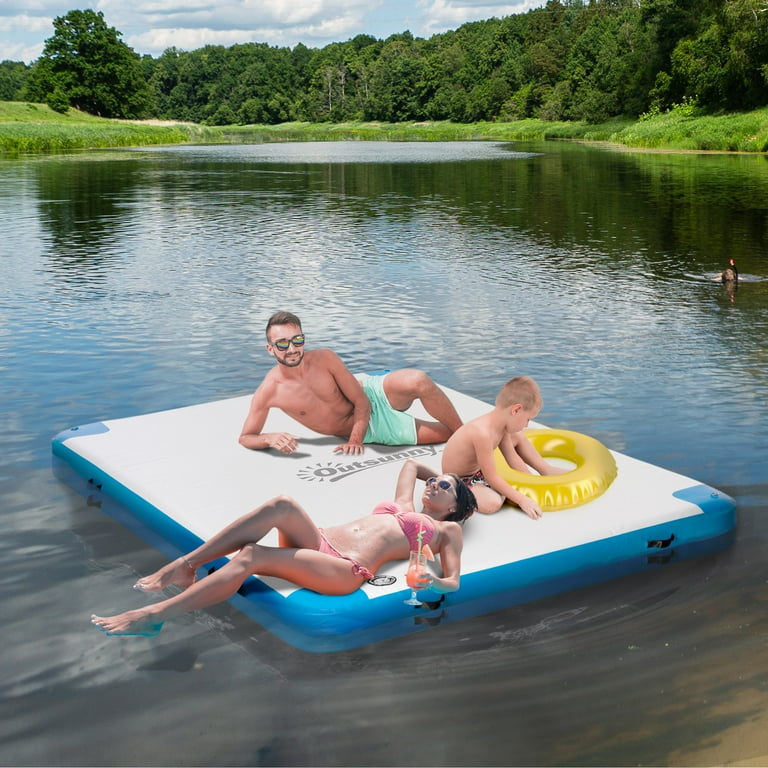 Outsunny 8'x6' Inflatable Floating Dock, Adult Platform Island