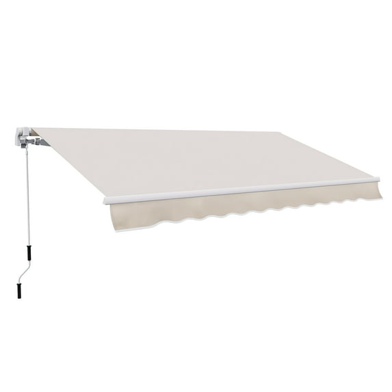 Outsunny 8’ x 7’ Manual Retractable Beige Awning, UV Resistant