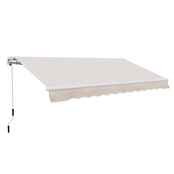Outsunny 8’ x 7’ Manual Retractable Beige Awning, UV Resistant