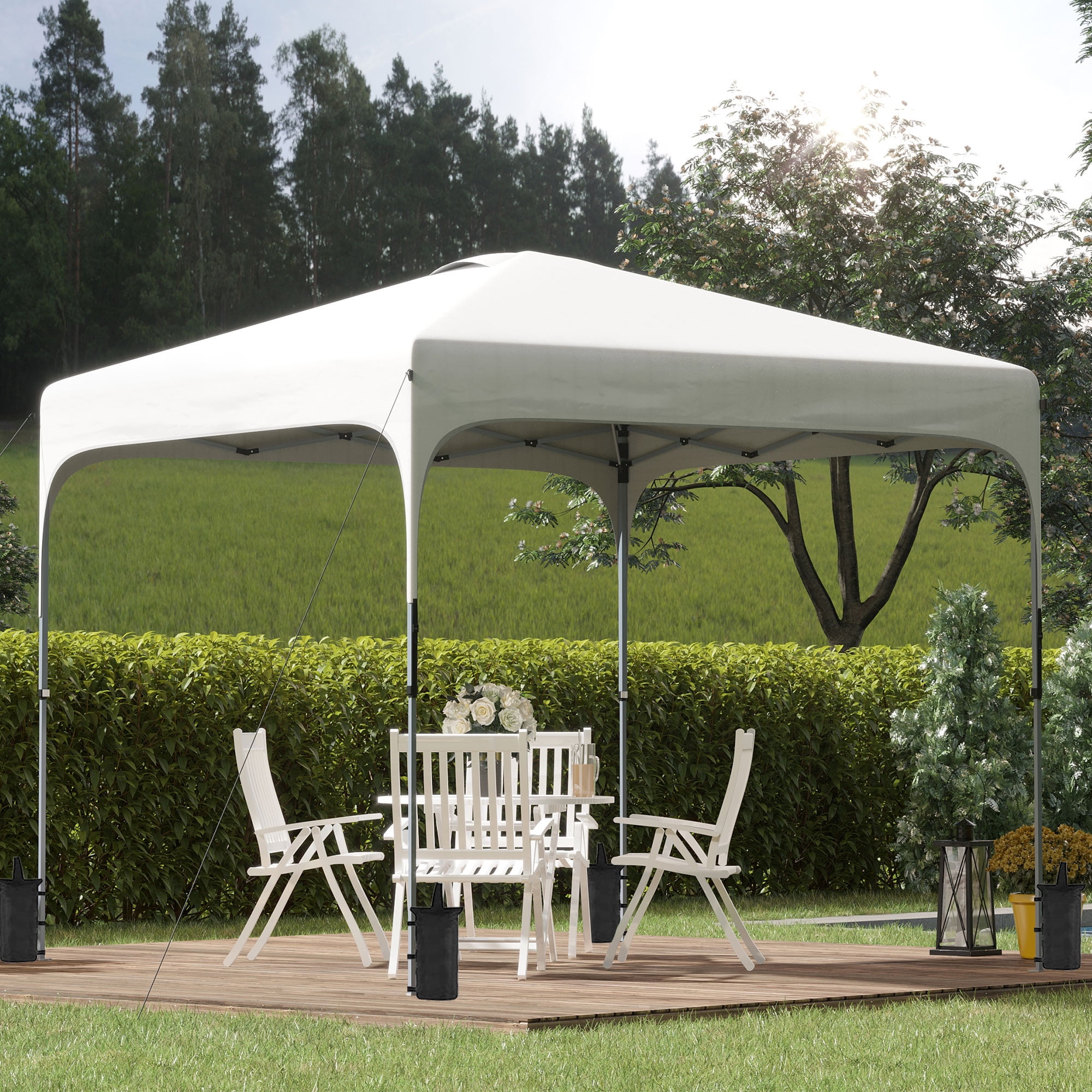White Steel 8' x 8' Pop-Up Canopy Tent with Wheeled Bag