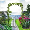 thumbnail image 1 of Outsunny 84" Garden Arch Arbor with Gate, Metal Arch Trellis, Garden Archway for Climbing Vines, Wedding Ceremony Decoration, Flourishes & Arrow Tips, Black, 1 of 9