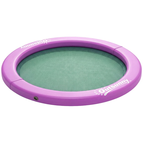 Outsunny 8FT Inflatable Floating Dock Platform, Purple Water Hammock with Mesh Center, Puncture-Resistant Plastic & Polyester, 95.7" Diameter for Lakes, Pools, and Oceans