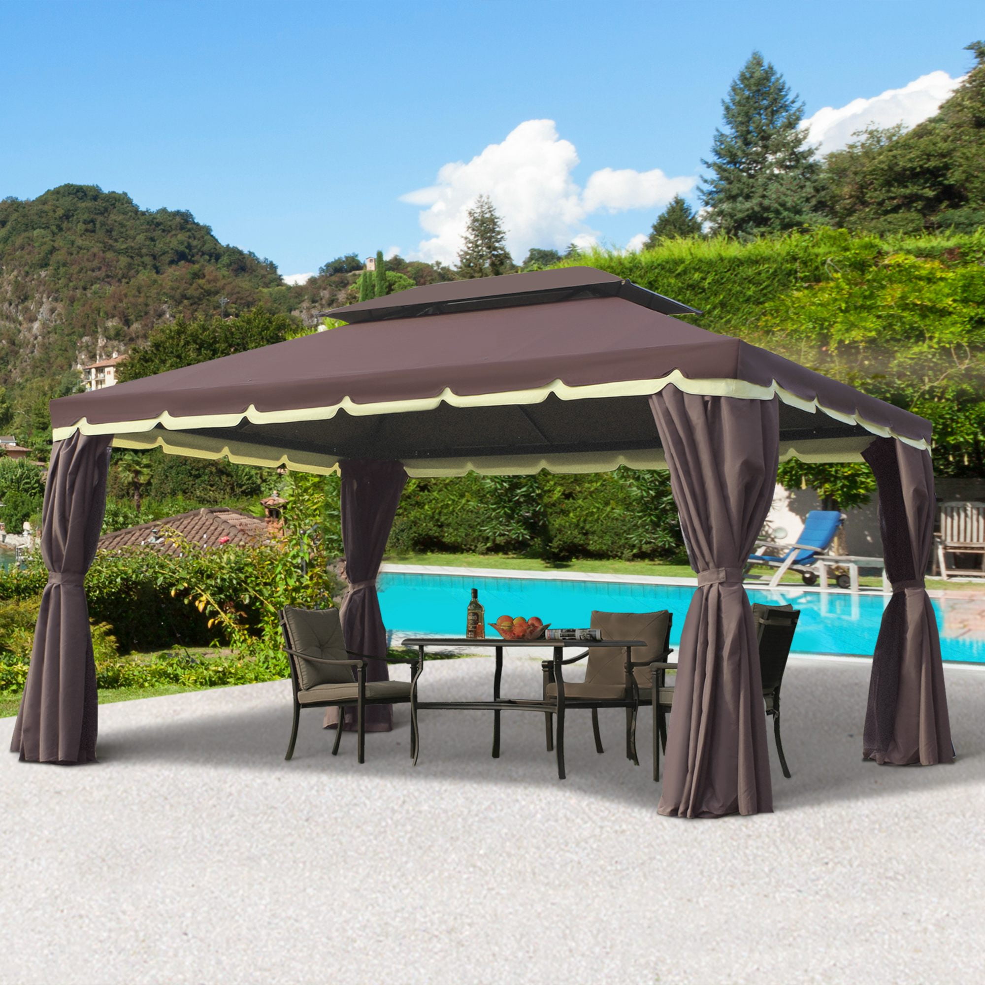 Free Shipping! Outsunny 9.2 ft x 12.8 ft Patio Gazebo Free Shipping! Outsunny 9.2 ft x 12.8 ft Patio Gazebo